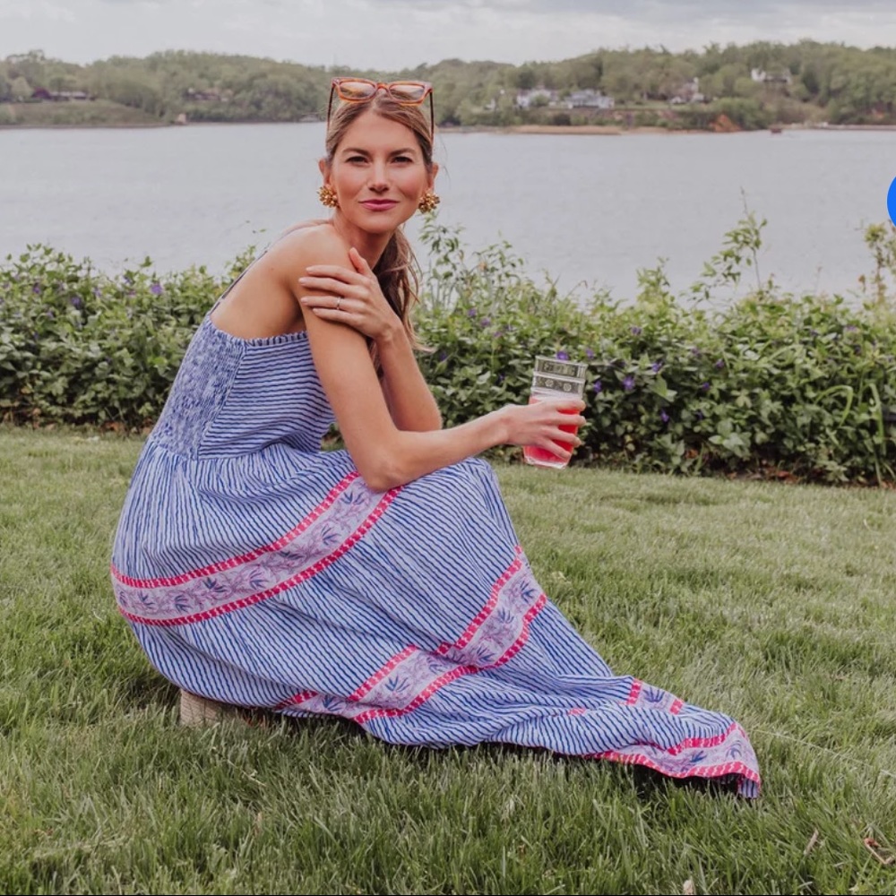 OLIPHANT - SUMMER 2021 - Smocked Back Maxi in Hamble Blue